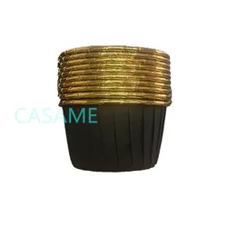 Gold Foil Silver Muffin and Cupcake Liner Set - 50-Pack Premium Cake Wrappers - Middle 4435mm (Gold black)