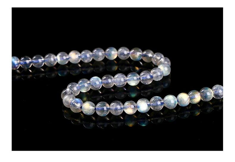 7A Naturstein Grauer Mondstein Perlen Lose Spacer Labradorit Edelstein Perle für Schmuckherstellung DIY Halskette Armband Zubehör – Detail 5