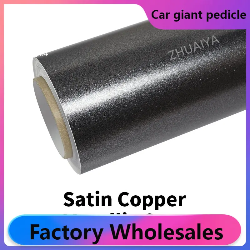 

ZHUAIYA Copper Metallic Metallic gray Vinyl Wrap film wrapping film bright .152*18m quality Warranty covering film voiture