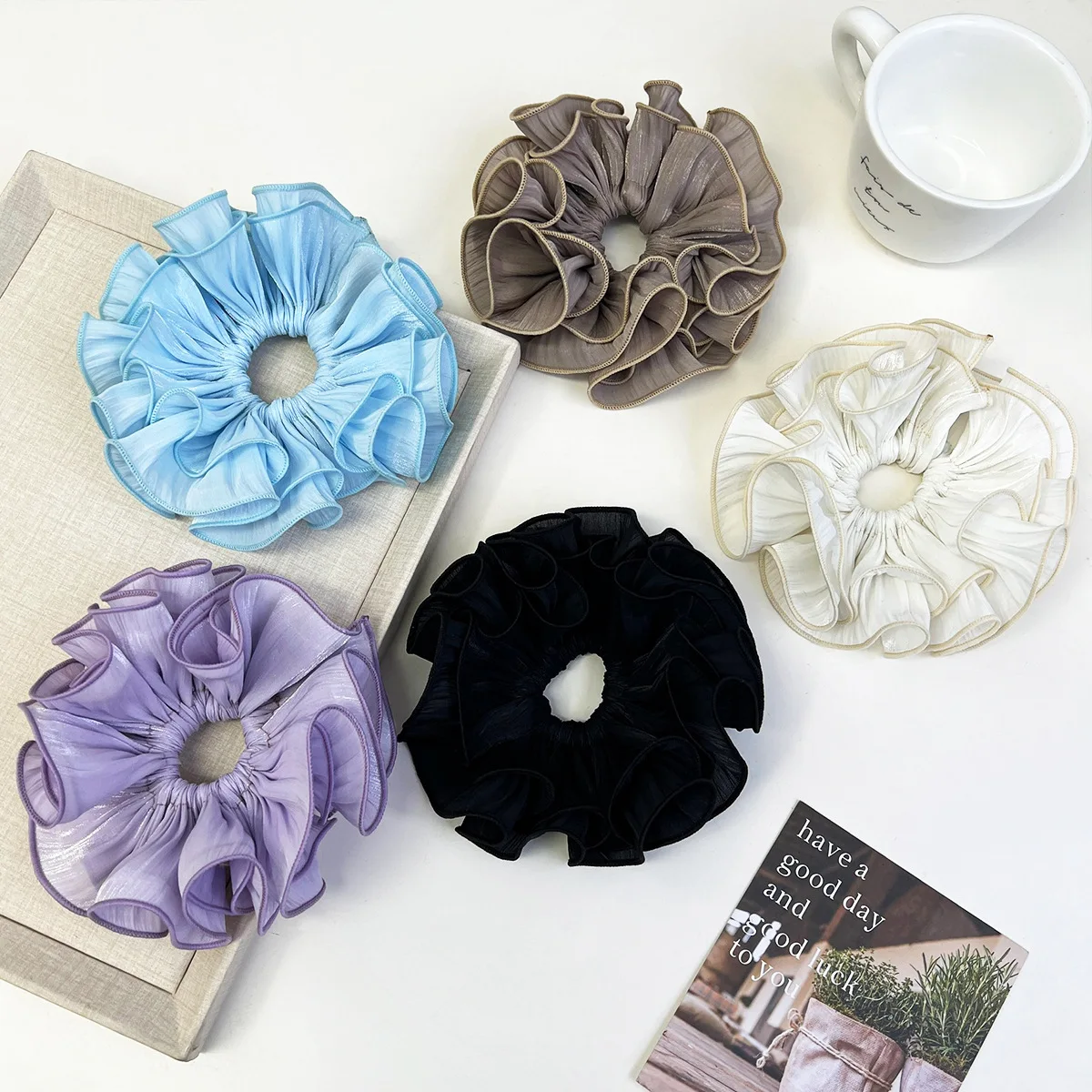 Ruffled Hair Scrunchies - Stylish Ponytail Holder and Hair Accessory