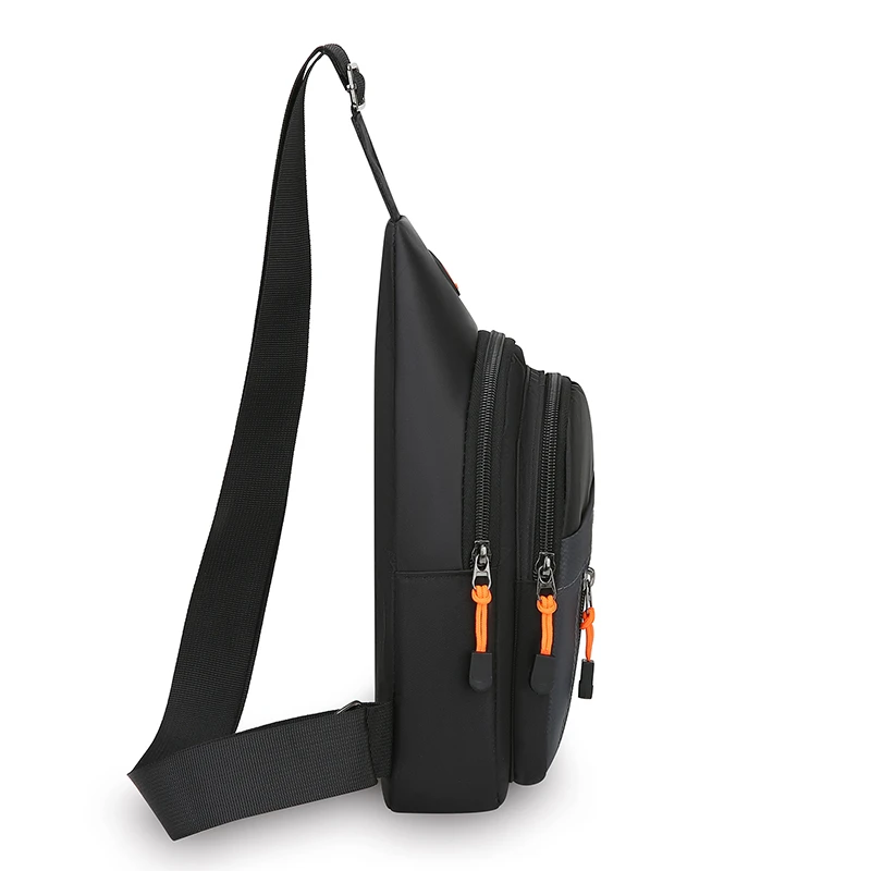 Men's Large Capacity Chest Bag - Multi-Zip Multi-Compartment Crossbody Bag (with Headphone Port), Suitable for Casual Travel and