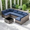 Rattan Outdoor Sectional Wicker Patio Conversation Set with Cushions and Coffee Table, Garden Sofas 1