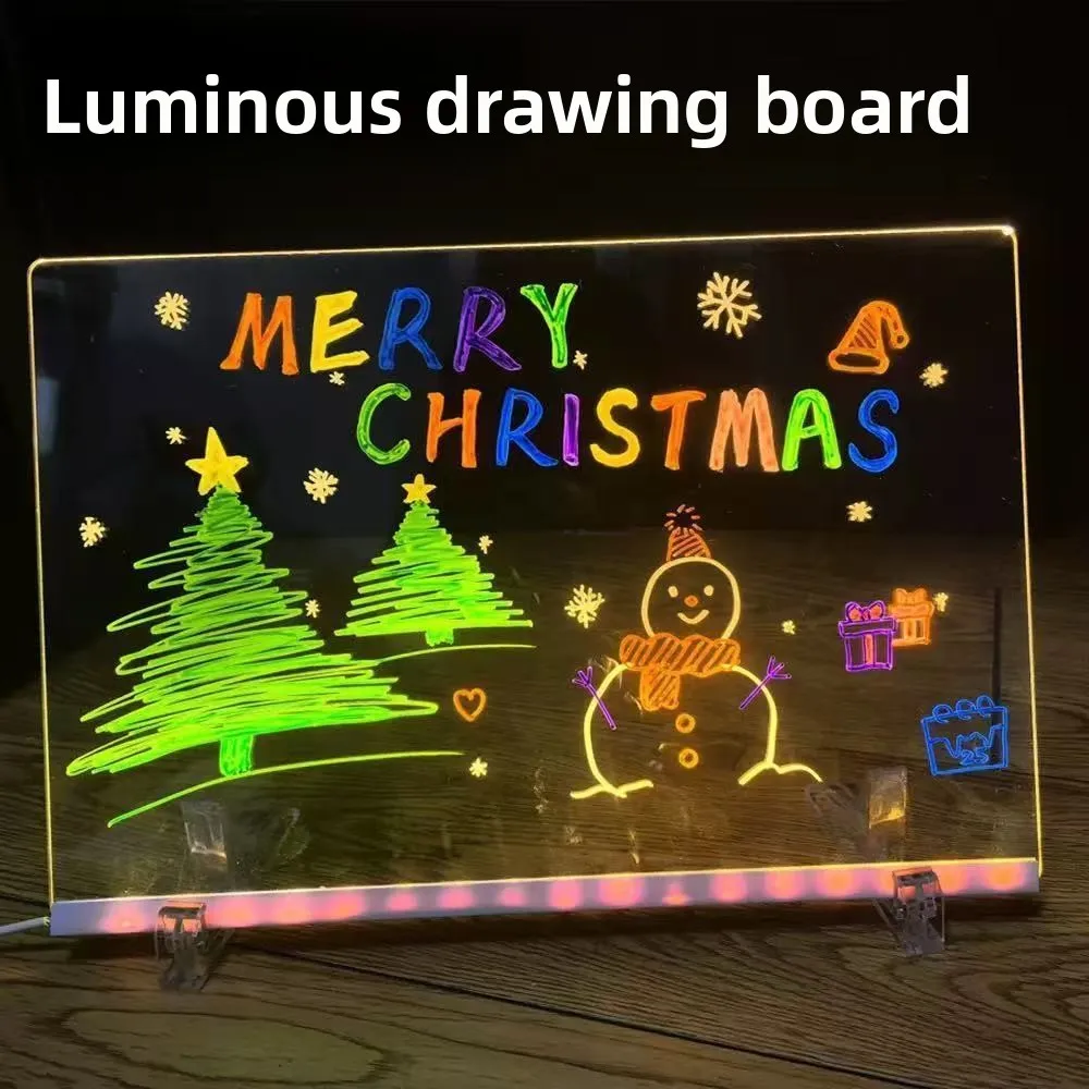 Giocattolo da disegno per bambini Tavolo da disegno a LED Lavagna per appunti a LED Lavagna acrilica fai-da-te con penne colorate Lavagna luminosa Wordpad con luce notturna - immagine 4