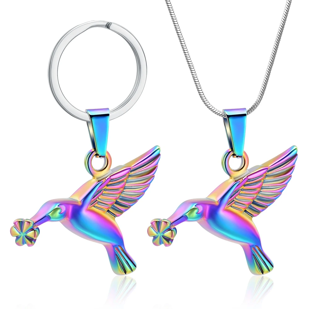 Bird Key Chain And Necklace Stainless Steel Perfume/Ashes Holder Cremation Urns Necklaces Customize Jewelry Pendant