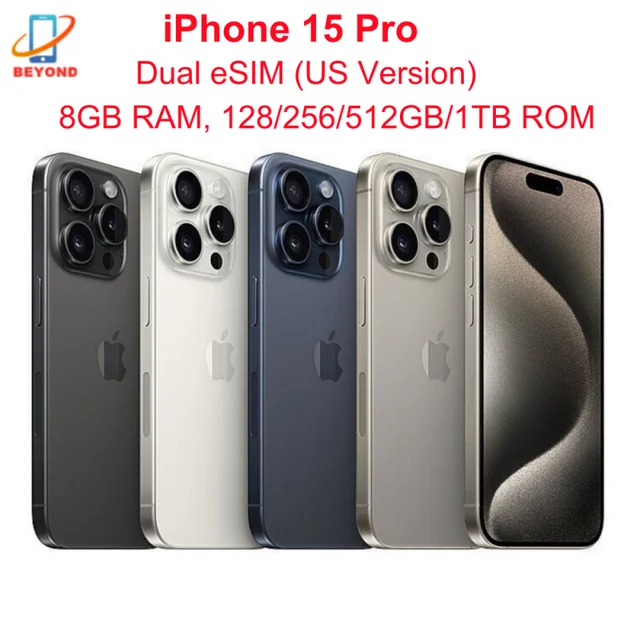 iPhone 15 Pro Dual eSIM 6.1" Genuine LTPO Super Retina XDR OLED 128/256/512GB/1TB 8GB Face ID NFC A17Pro 98% New 5G Cell Phone 1