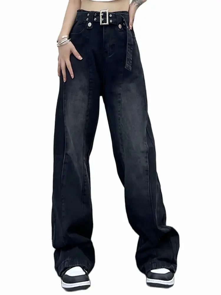 Punk Style Harajuku Baggy Jeans Women Loose Straight-leg Pants Retro ...