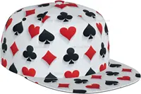 Card Poker Cute Print Flat Brim Bill Hats for Men-Snapback Hats Adjustable Baseball Cap Trucker Hats Black 1