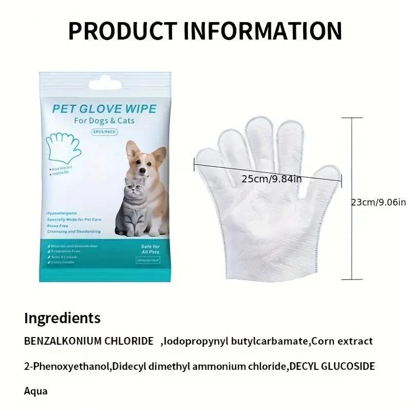 Pet Glove Wipes for Dogs and Cats Cleaning & Deodorising Moisture-rich Thickened Gloves pet grooming gloves
