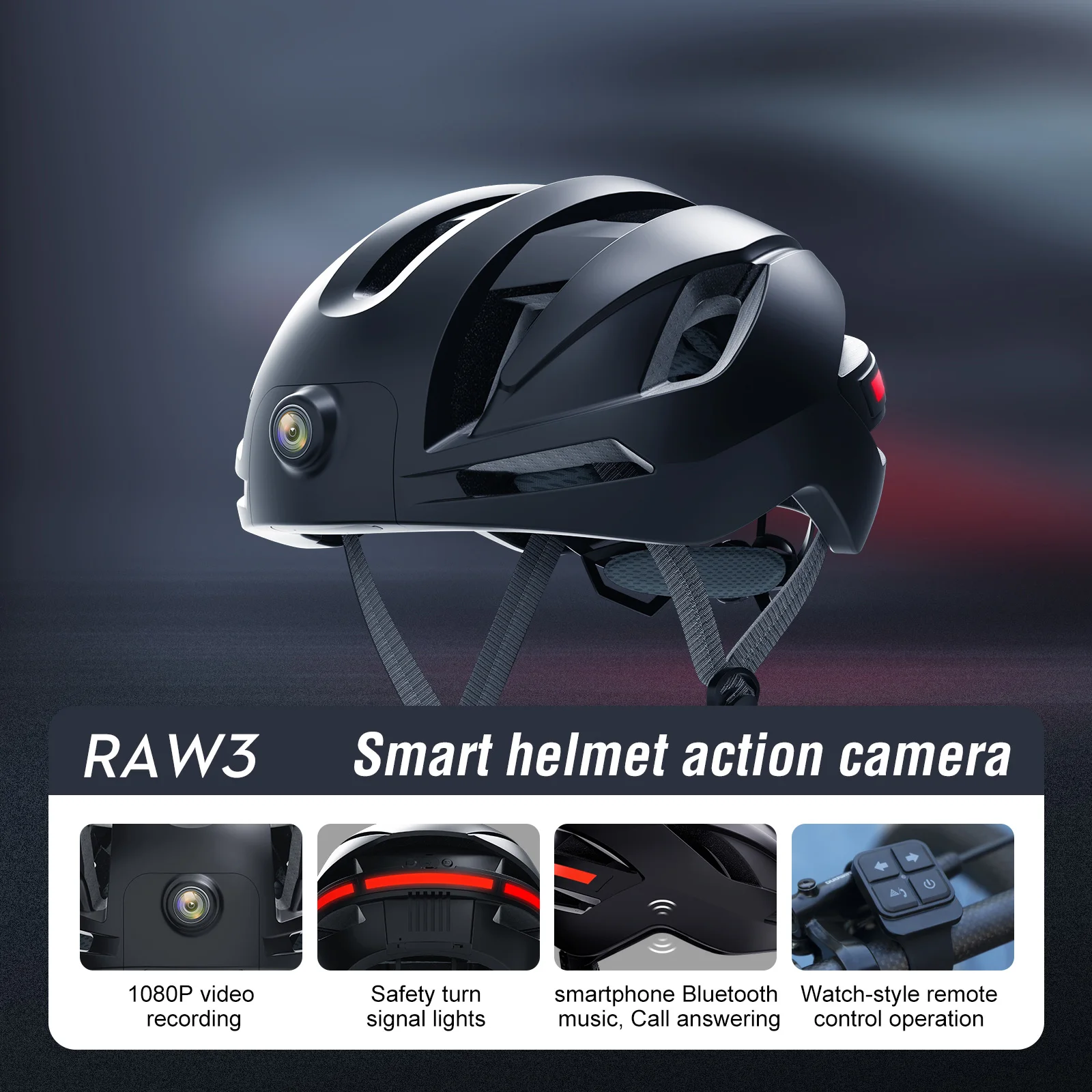 Sportovní kamera na helmu 1080P WiFi Bluetooth 170° - Černá/Bílá
