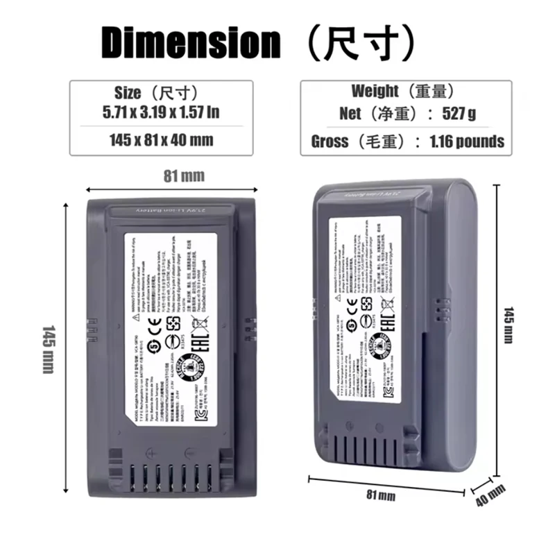 Dust collector battery For Samsung jet 60 VCA-SBTA60 VS15T7032P4 battery JET 70 VCA-SBT90E/EB & JET75 JET90E VS9000 VCA-SBT90