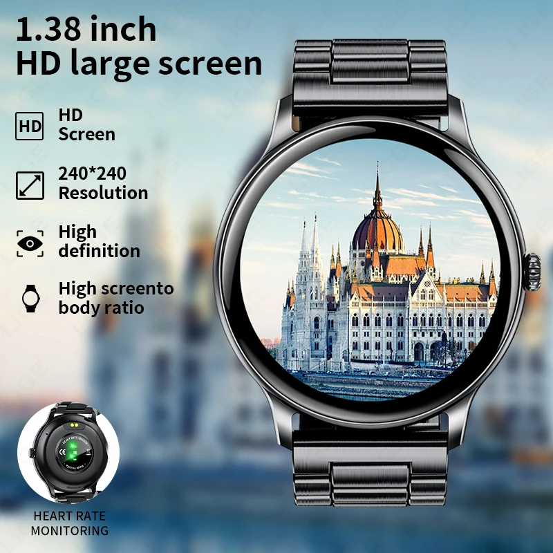LIGE Smart Watch Men Women Heart Rate Health Monitor Bluetooth Call IP68 Waterproof Sports Fitness Watch Alarm Clock Smartwatch