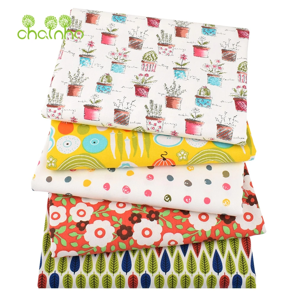 Chainho,Printed Cotton Linen Fabric,DIY Quilting Sewing Material,Cloth For Table,Sofa,Curtain,Bag,Cushion,Floral Series,15CLA8