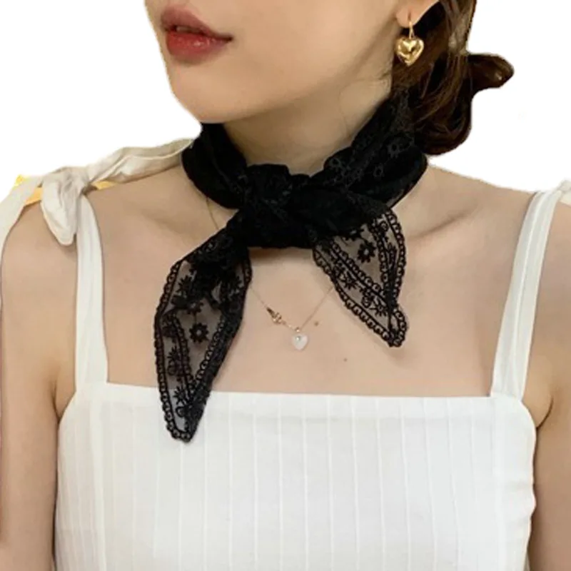 

2022 New Style Spring Summer Thin Outer Small Lace Scarf Triangular Binder Small Shawl with Skirt Sun Protection Scarf