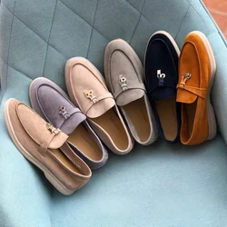 High Quality Loro shoes for women Luxury Designer Brand Loafers Slip-On Flat Walk Soft Casual Suede Shoes zapatos para mujeres