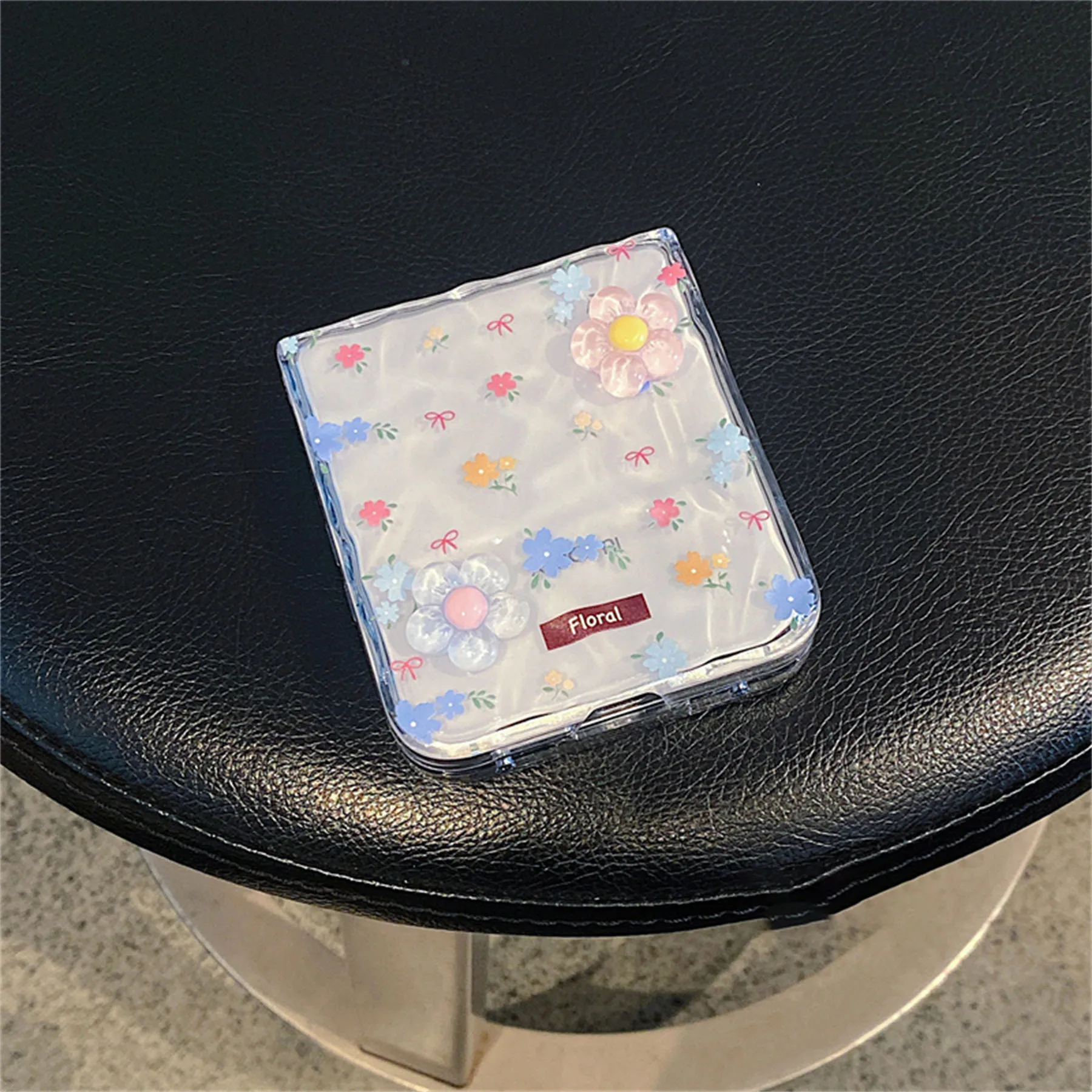Cute Fresh Blue and Pink Floral Transparent Phone Case
