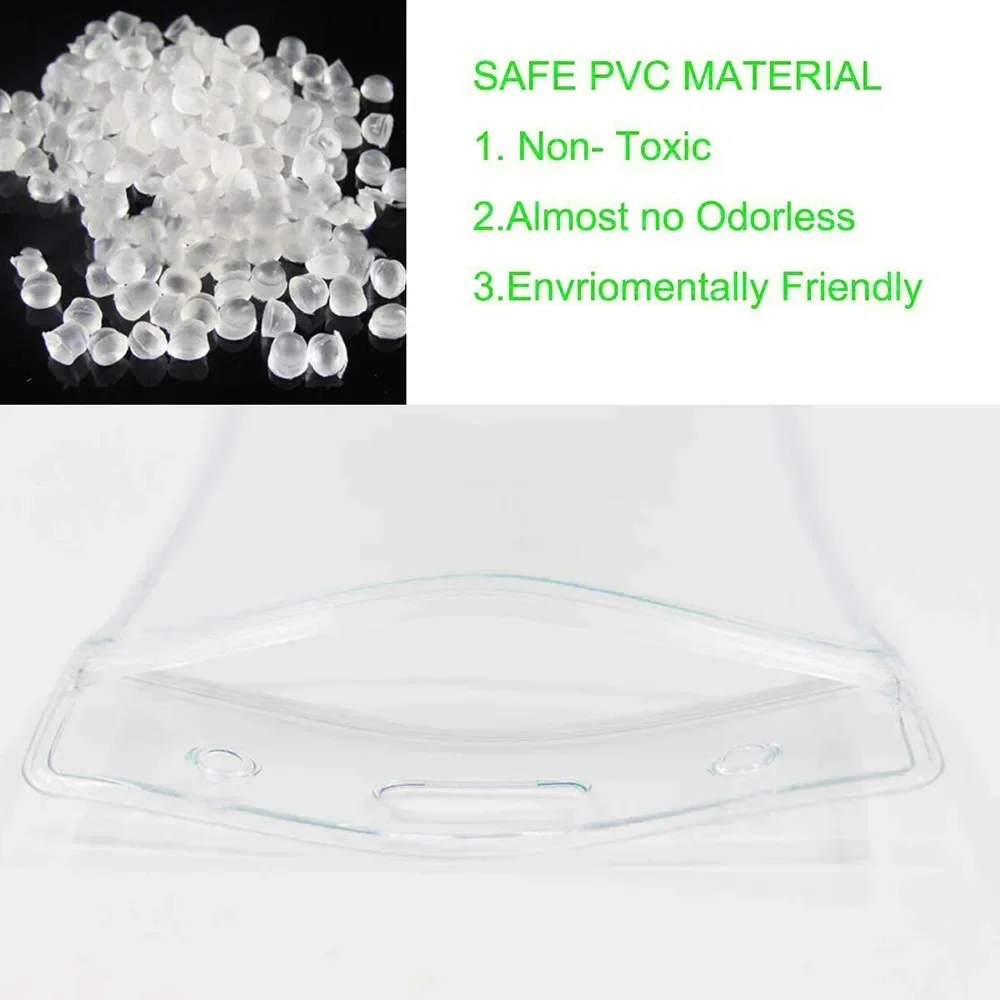 10Pcs Waterproof Clear PVC Badge Holders Protector For Lanyard Office Nurses School Student Name Tag ID Cards Driver Licenses
