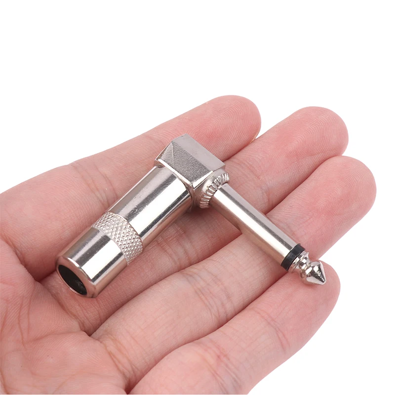 

Metal 6.35mm Plug Right Angle Male Mono Plug L-Shape Audio Connector For Guitar Audio 1/4" 6.35 90 Degree Jack Solder Connector