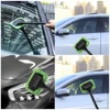 Car Window Cleaner Brush Kit Microfiber Windshield Cleaning Tool Auto Interior Glass Wash Wiper Long Handle Reusable Cloth Pad 6