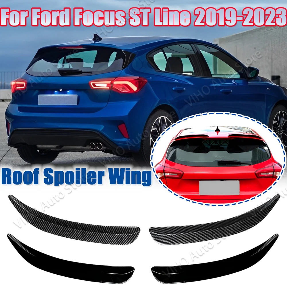 Per Ford Focus Mk4 St-Line Hatchback 2018-2023 Maxton Style Rear Trunk Roof Spoiler Extensions Alette Abs Black Tuning