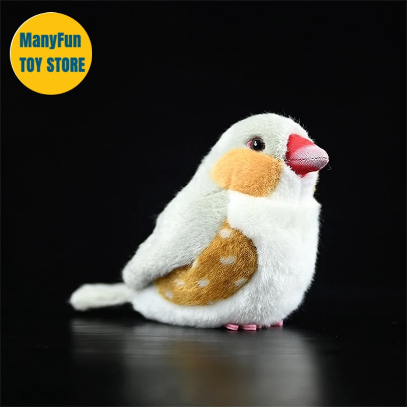 Grey Pearl Bird Plush Toy Zebra Finch Plushie Birds Plush Toys Lifelike Stuffed Animals Simulation Doll Toy For Kids 4