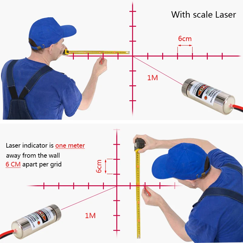 Low power laser module 520nm 5mW green light grid laser marking and positioning adjust focal length laser module