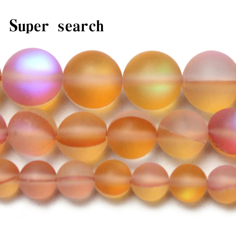 

Frosted Sun Stone Orange Moonlight Crystal Glass Round Loose Beads6 8 10mm For Bracelets Necklace Earrings Jewelry Making