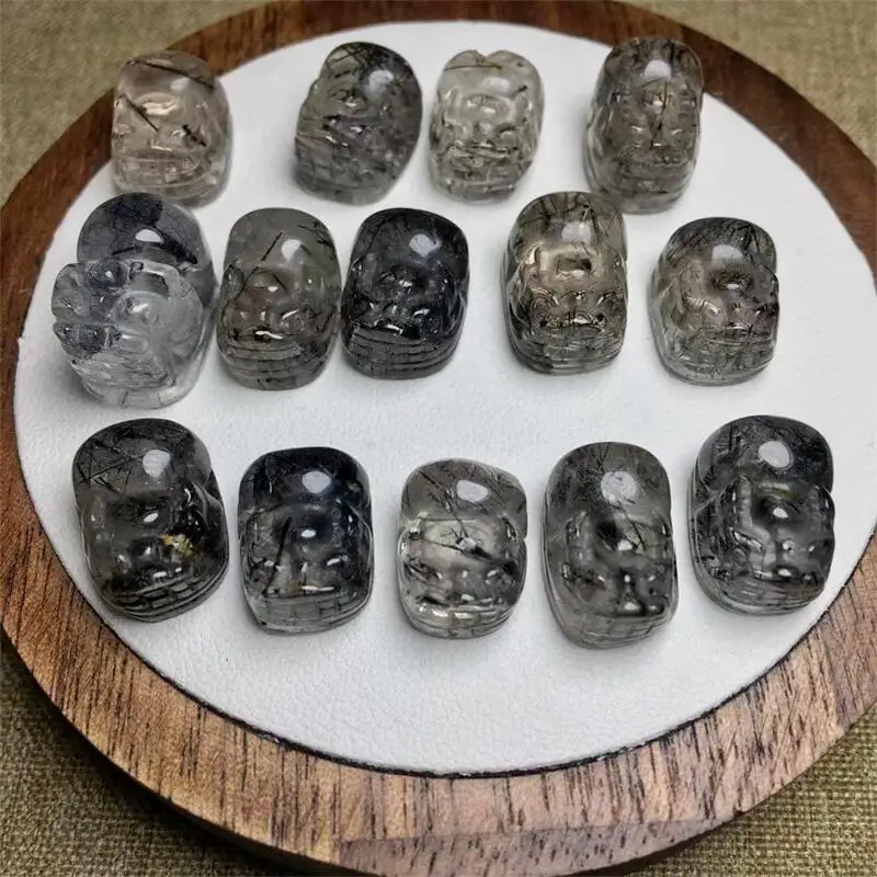 

5pcs Natural Black Tourmaline Pixiu Crystal Healing Stone Craft Figurine Mini Carvings Home Room Decor Gift 12-15mm