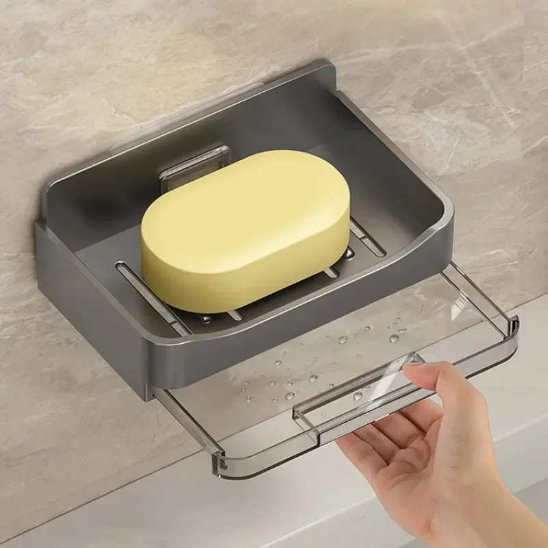 Double Layer Soap Holder Bathroom Soap Dish With Drain Water Self Adhesive Container Box Plastic Wall Dispenser Tray soap holder,shower soap tray,soap dish rack