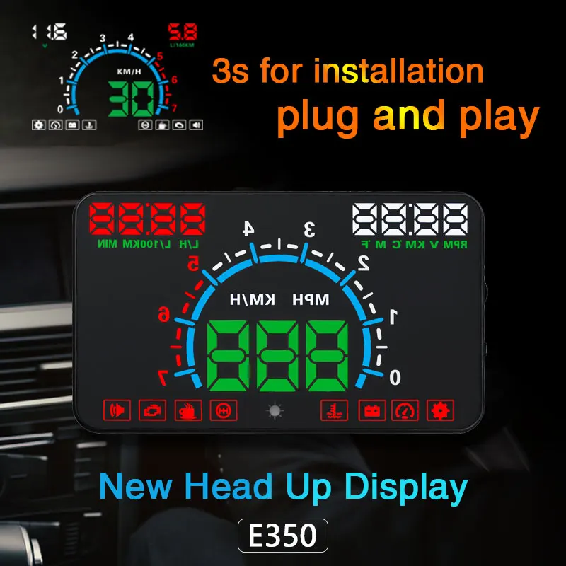 GEYIREN OBD2 HUD ڵ ÷, 5.8 ġ ȭ, ū ۲ ÷  ÷,  溸,  Һ ӵ  