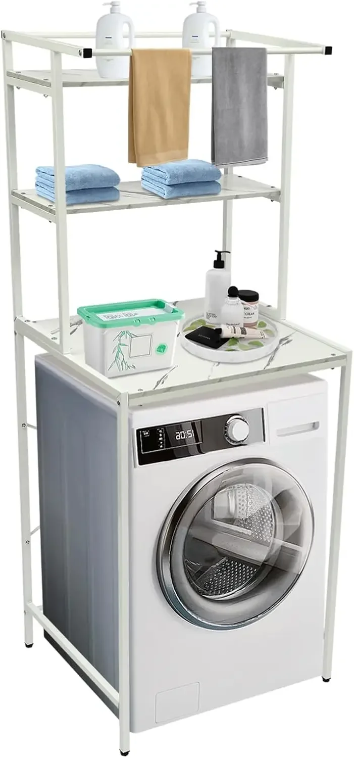 3 Regale, platzsparender Ständer, Aufbewahrungsregal für Waschmaschinen und Trockner, Regal über Waschmaschinen, Waschmaschinenschrank – Detail 1