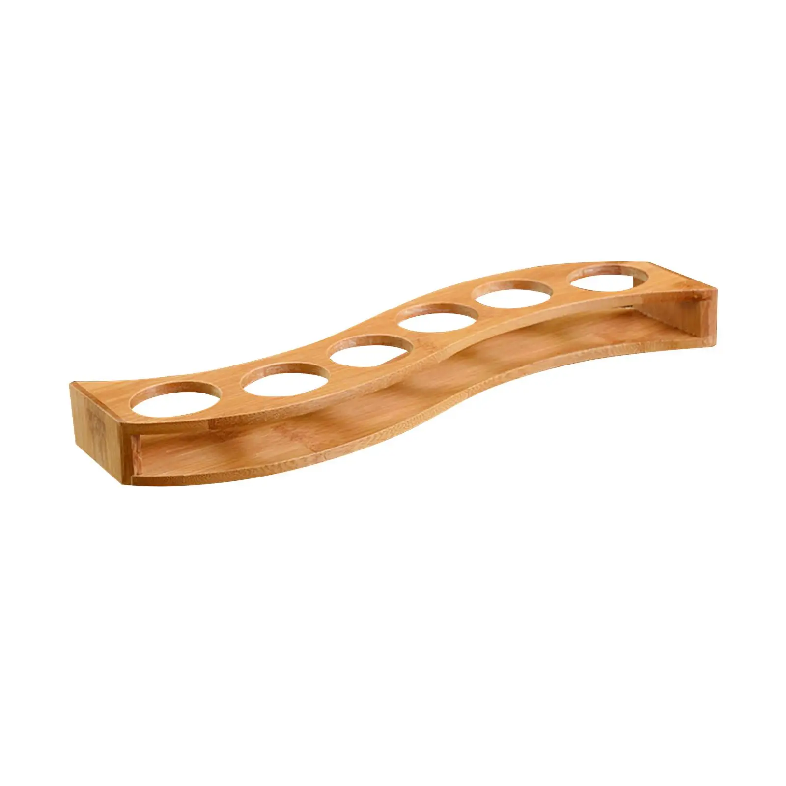 6 Holes Glass Holder Cup Rack Barware Accessories Organizer Serving Tray Kitchen Storage Wood for Club Party Bar Glass Cup Rack 4