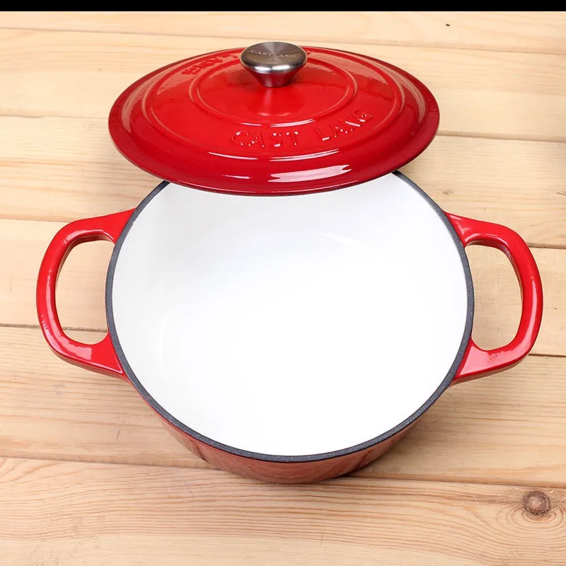 Enameled Cast Iron Dutch Oven-5.5QT Pot with Lid Cookbook & Cotton Potholders Heavy-Duty Cookware for Braising, Roasting