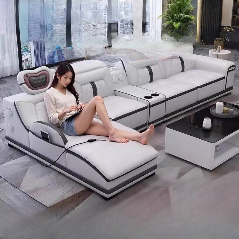 Lazy Gray Electric Sofas Armrest Luxury European Smart Curved Living Room Sofas Massage Relax Sofa Wohnzimmer Furniture For Home 4