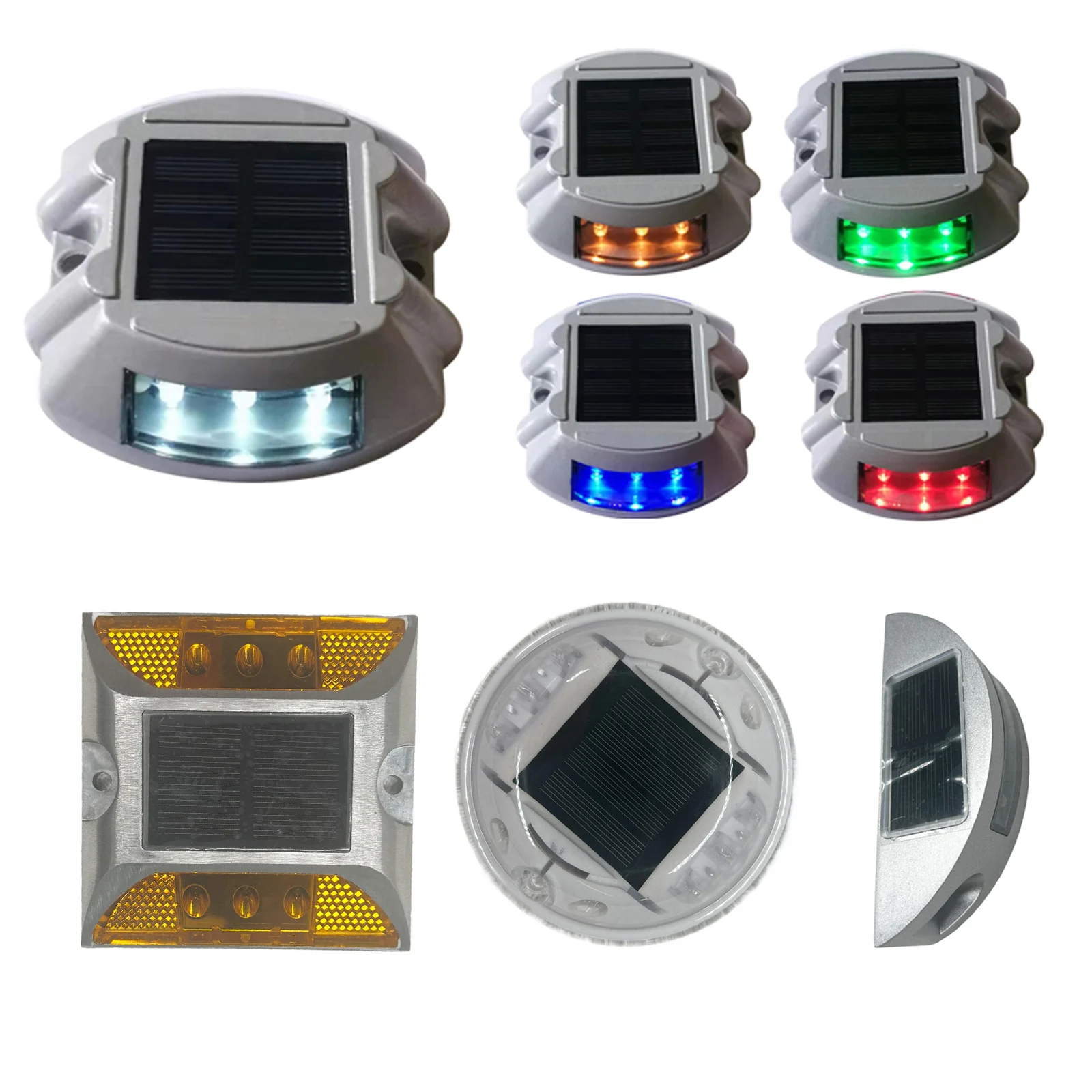 

2PCS Outdoor Lighting IP68 Waterproof Solar Powered 6LED Road Stud Light Aluminum Road Reflective Highway Ground Warning Light