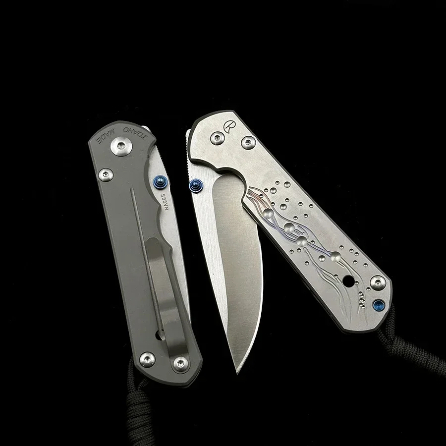 Chris Reeve Large Inkosi 21TH/25TH  Anniversary Titanium Handle Folding Knife Outdoor Camping Hunting Pocket Knife 4