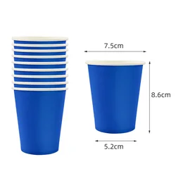 Pack of Disposable Solid Color Paper Cups for Parties, Events, and Everyday Use (Dark blue cup)