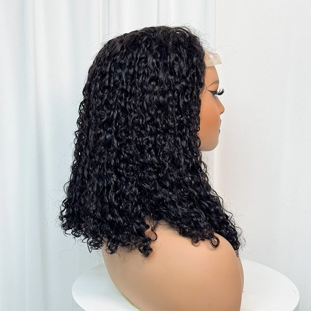 5x5 Lace 300% Density Pixie Kinky Curly Human Hair Wig SDD Double Drawn Human Hair Transparent Lace Front Wig for Black Women
