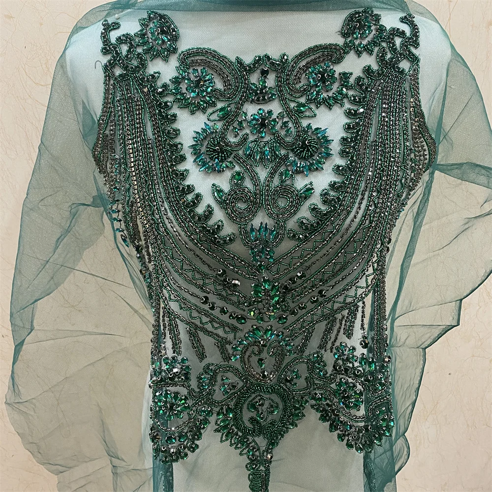 

Hot selling Handmade Rhinestone bodice Applique sew on Patches For Wedding Bridal Evening Wear Patches