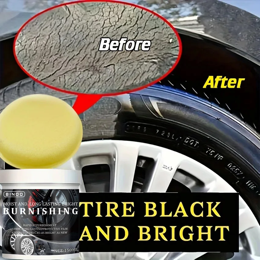 Tire Blackening Coating Wax Hydrating Luster and Protection Anti-Aging Tire Care Coating with Sponge Applicator