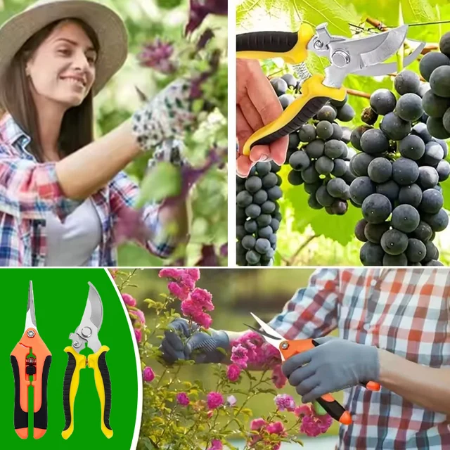 2PCS Gardening Scissors Set Ergonomic non-slip handles Safety lock pruning shears Beginner gardening set Can cut roses and more 5