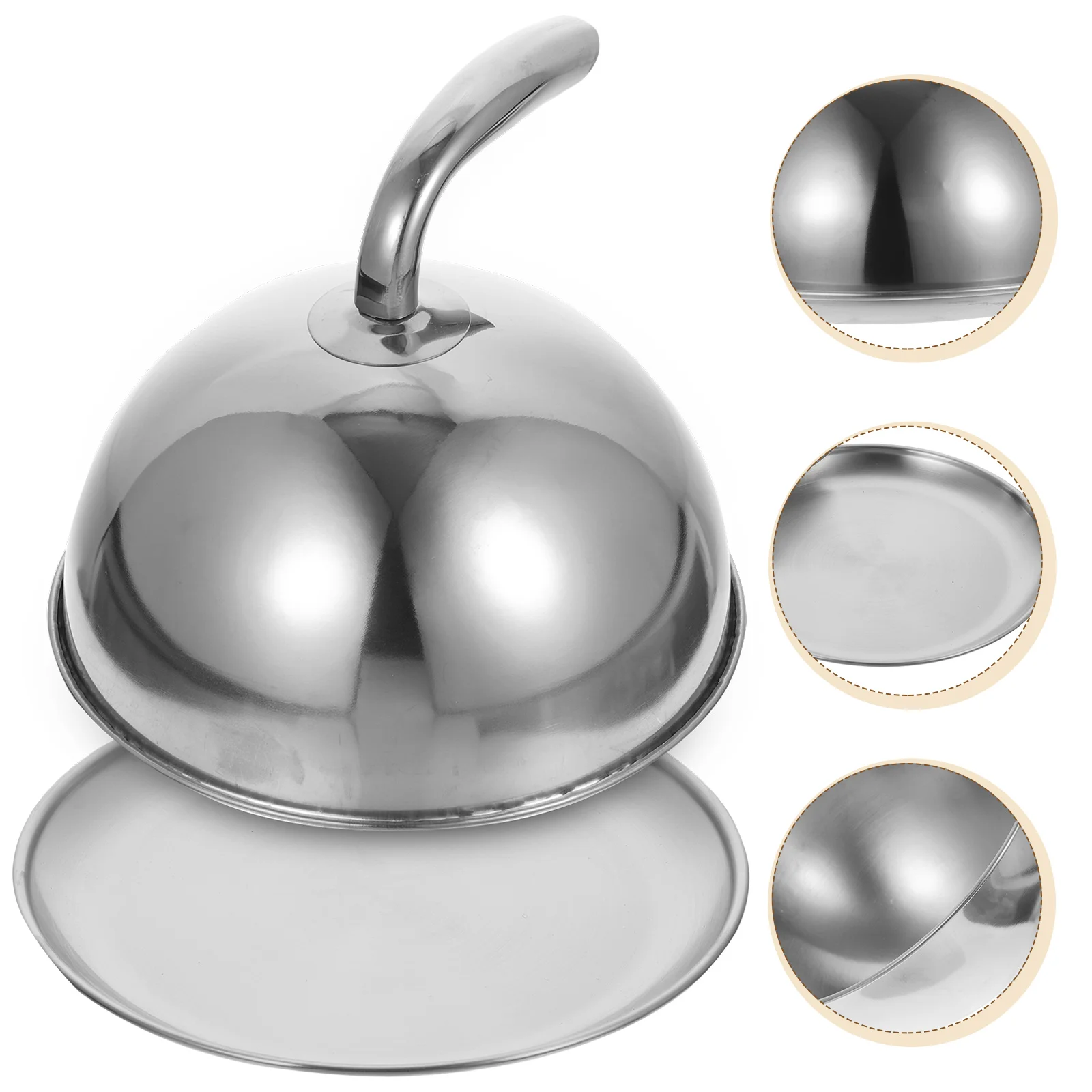 

Stainless steel plate cover round gold steak lid western style food no magnet pan lid Korean barbecue BBQ pot covers