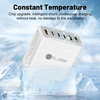 55W 3 USB 3 PD Charger Fast Charging QC3.0 Travel Charger For iPhone 15 14 Samsung Xiaomi Mobile Phone Adapter EU KR US UK Plug 5