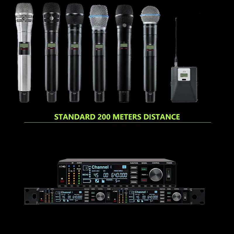 AD4G 전문 무선 마이크, ad2beta58, 다이내믹 핸드헬드 마이크, 초고주파, 장거리 성능