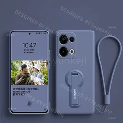 Shockproof Silicone Phone Case with Screen Protector and Holder Bracket for Reno14 Pro (Lavender Grey)
