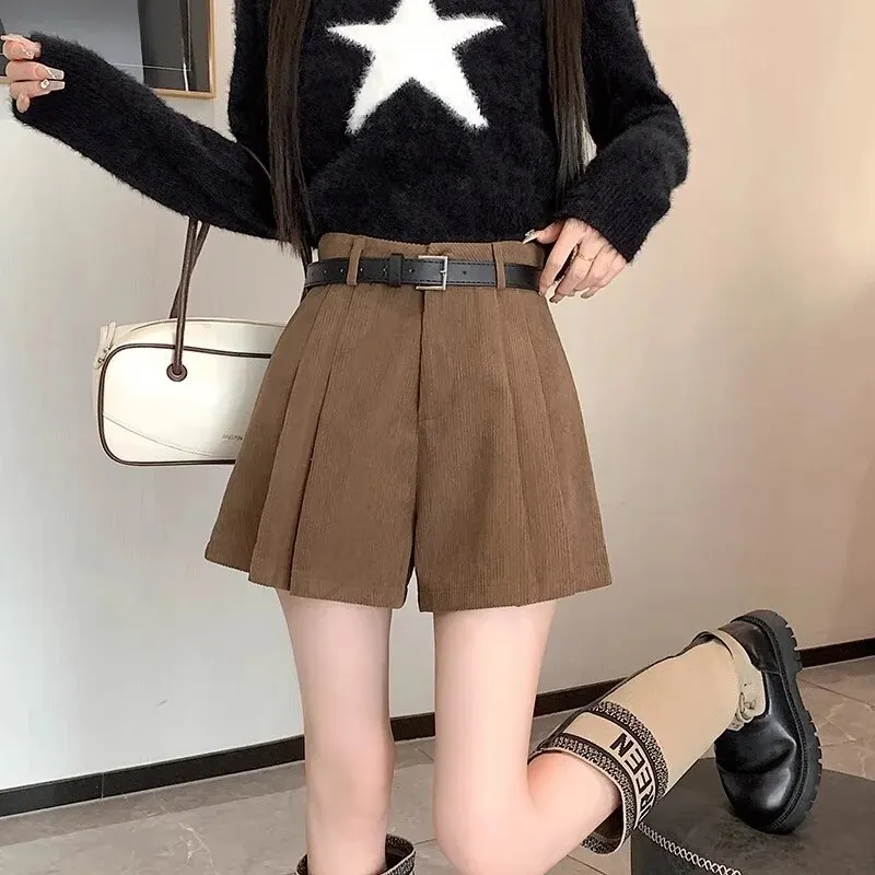 코듀로이 벨벳 여성용 반바지, 하이 웨이스트 슬림 플레어 팬츠, 패션 기질 A 가랑이 부츠, 가을 겨울