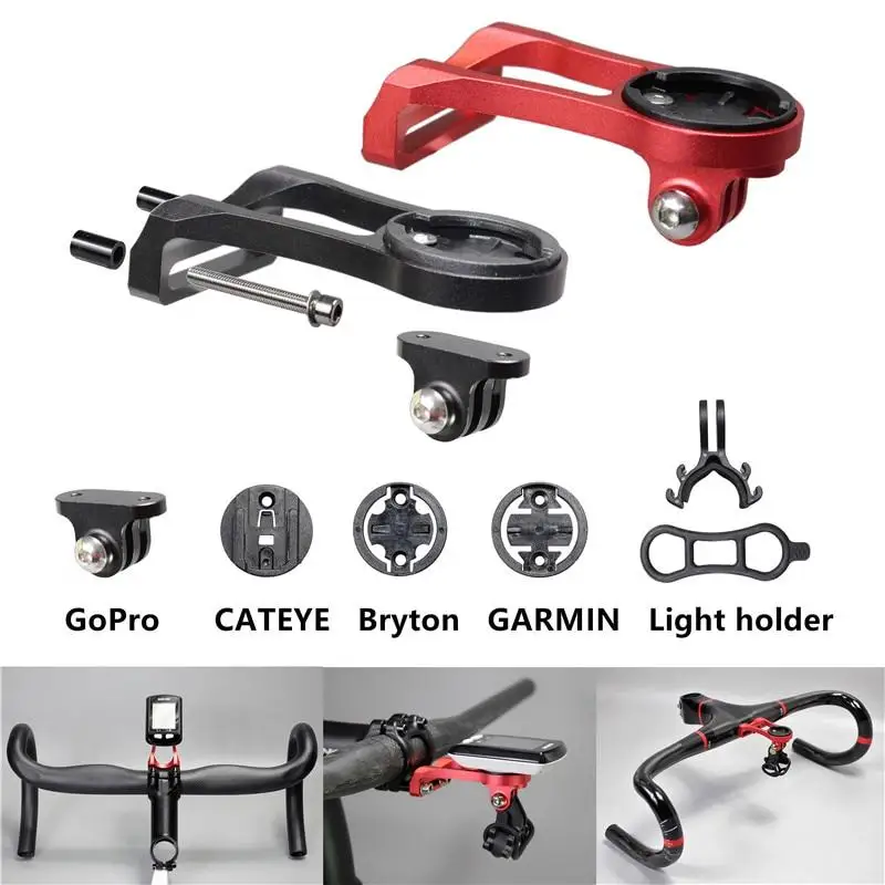 Alumínio Alloy Bicycle Computer Mount Holder, Headlight Clamp, Bike Handlebar Extension Bracket, Adaptador para GARMIN Edge, GPS, GoPro