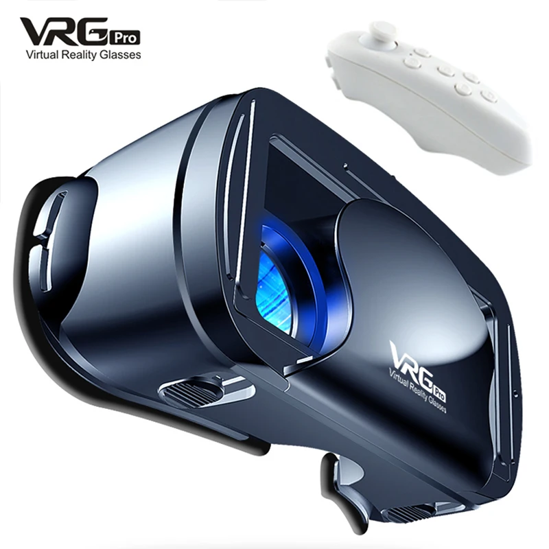 VRGPro+ 3D Blu-ray VR Headset Smart Glasses Helmet for Smartphones Cell Phone Mobile 5-7 Inch Lenses Binoculars with Controllers