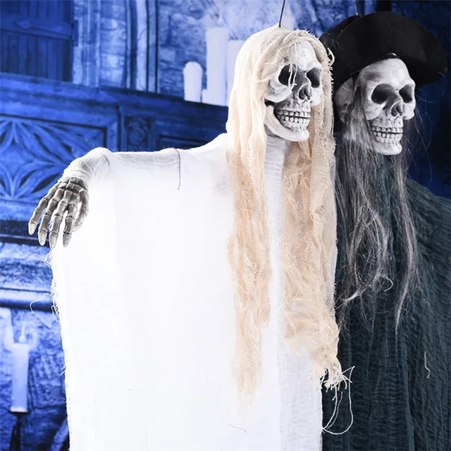 Halloween Hanging Ghost Couple Props Terror Skul Head Decor Electric Glowing Toy Haunted House Escape Bar Home Party Decoration 2
