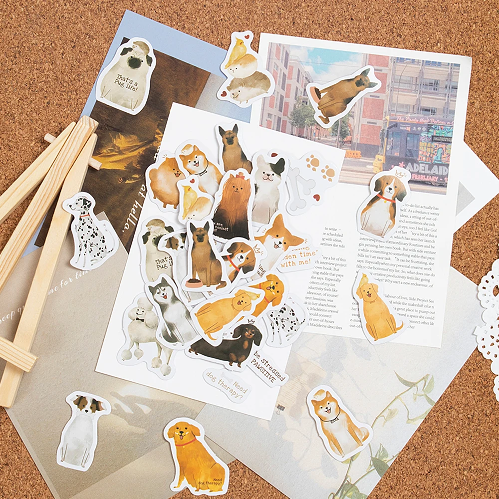 

46pcs Cute Mini Stickers For Kids Animal Puppy Dog Decoration Scrapbook Decoration Stationery DIY Handbook Album Adhesive Label