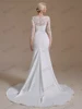 Classic Wedding Dresses Satin Bridal Gowns Lace Appliques Full Sleeves Modest Sheath Mermaid Vestidos De Novia Customized 2025 4